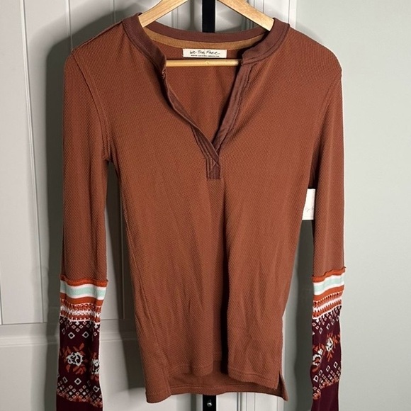 Free People-Mikah Notch Neck top-size M-Autumn Combo-NWT - Picture 8 of 8